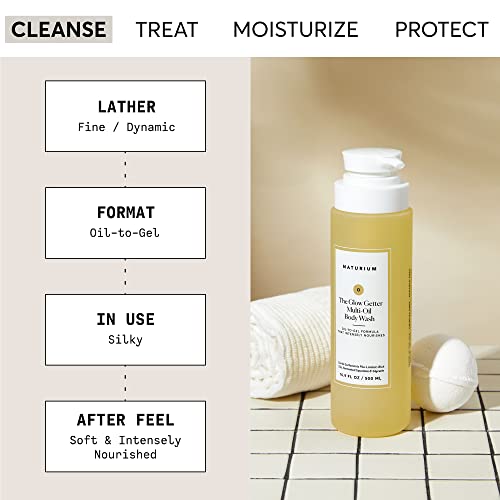 Naturium the Glow Getter Multi-Oil Hydrating Body Wash  Gentle Cleanser  16.9 Fl Oz
