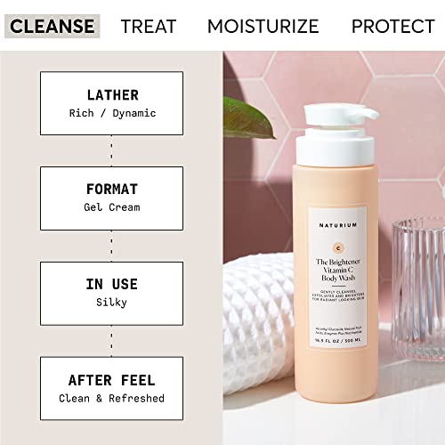 Naturium the Brightener Vitamin C Brightening Body Wash - 16.9 Fl Oz: Liquid, Whole Body, Pump Bottle, for Oily & Sensitive Skin