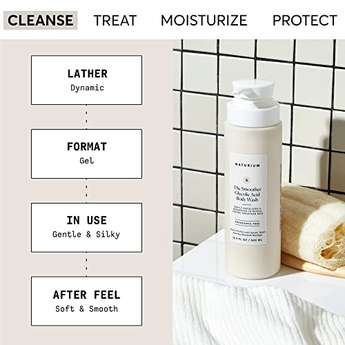 Naturium the Smoother Glycolic Acid Exfoliating Body Wash  Soft Smoothing Cleanser  16.9 Fl Oz