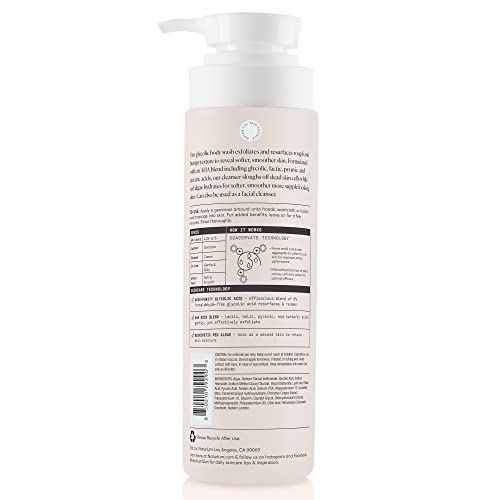 Naturium the Smoother Glycolic Acid Exfoliating Body Wash  Soft Smoothing Cleanser  16.9 Fl Oz