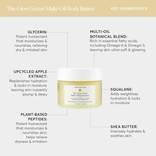 Naturium the Glow Getter Multi-Oil Body Butter - 7.7 Fl Oz: Deep Hydration, Whole Body, for Normal to Dry Skin