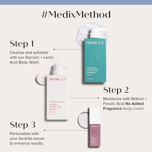 Medix 5.5 Fragrance Free Retinol Body Cream. Anti-Aging Cream for Wrinkle Reduction and Crepey Skin. 15 Fl Oz