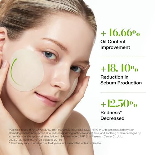 Anua Azelaic 10 Hyaluron Redness Soothing Pad, Troubled & Spot Care with Korean Toner Pads, Quick & Easy Stretchable Facial Mask with Azelaic Acid, Hy