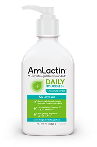 AmLactin Daily Nourish 5% - 7.9 Oz Body Lotion with 5% Lactic Acid - Exfoliator and Moisturizer for Dry Skin