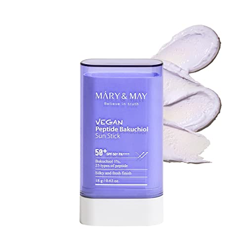 [Mary&May] MARY & MAY Peptide Bakuchiol Sun Stick Sunscreen Stick with Anti-ageing Effect SPF 50+ 18 G
